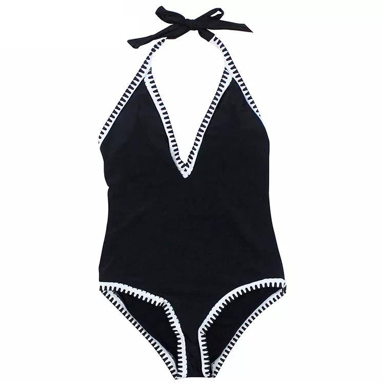 Push Up Black And White One Piece Swimsuit